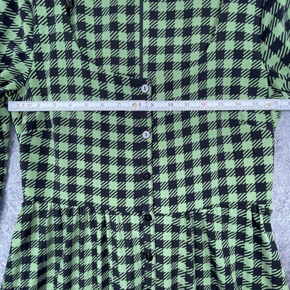 Sweet Baby Jamie Dress Womens 8 Green Plaid Secretary Tiered Ruffle Cottage - Picture 5 of 7